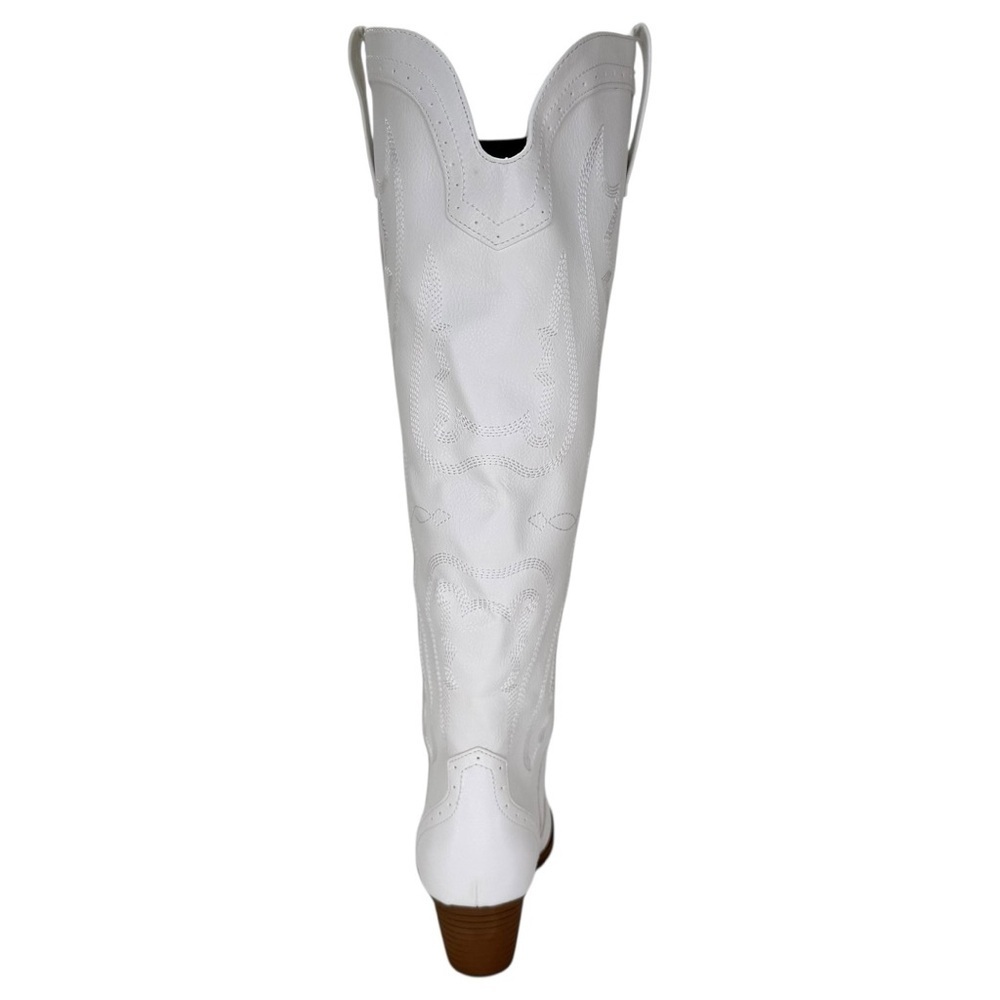 Sugar Tall Tam White Faux Leather Knee High Womens Western Style Boots Size 9.5M - Picture 4 of 13